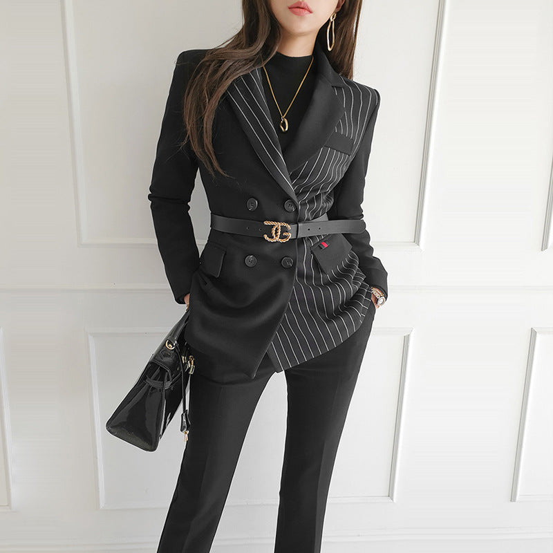Confident Set New Striped Blazer Slim Fit Suit Women - ROMART GLOBAL LTD