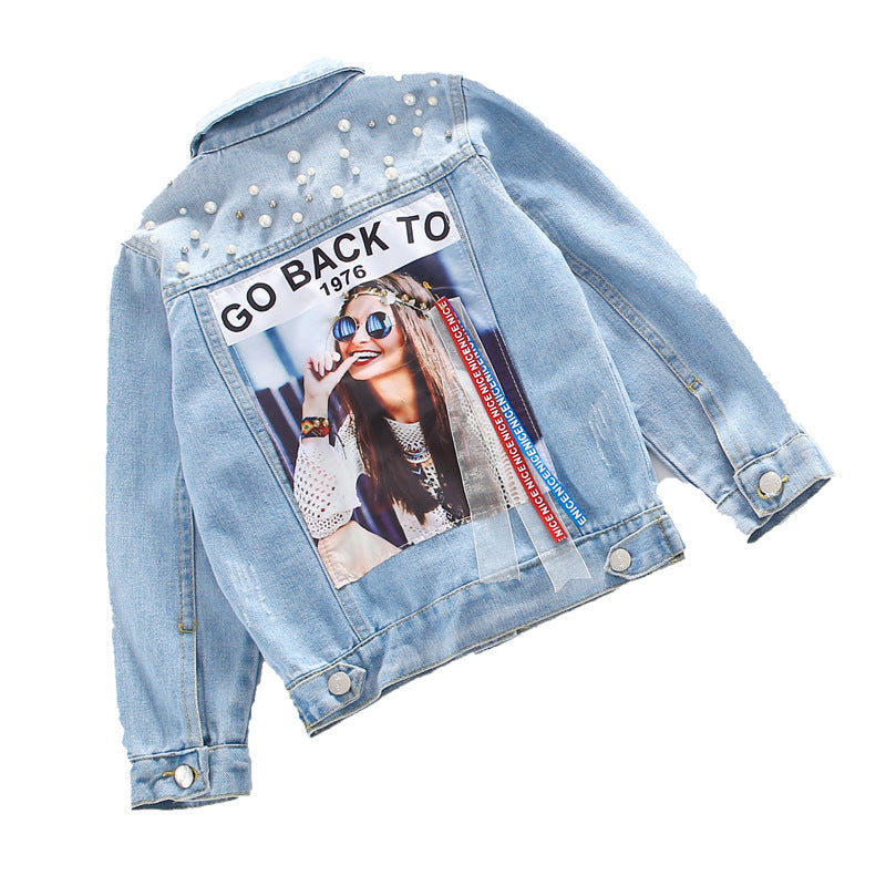 Casual Printed Denim Coat Girls - ROMART GLOBAL LTD