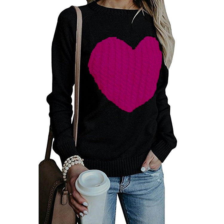 Love Printed Solid Colour Spring And Autumn Knitwear Women - ROMART GLOBAL LTD