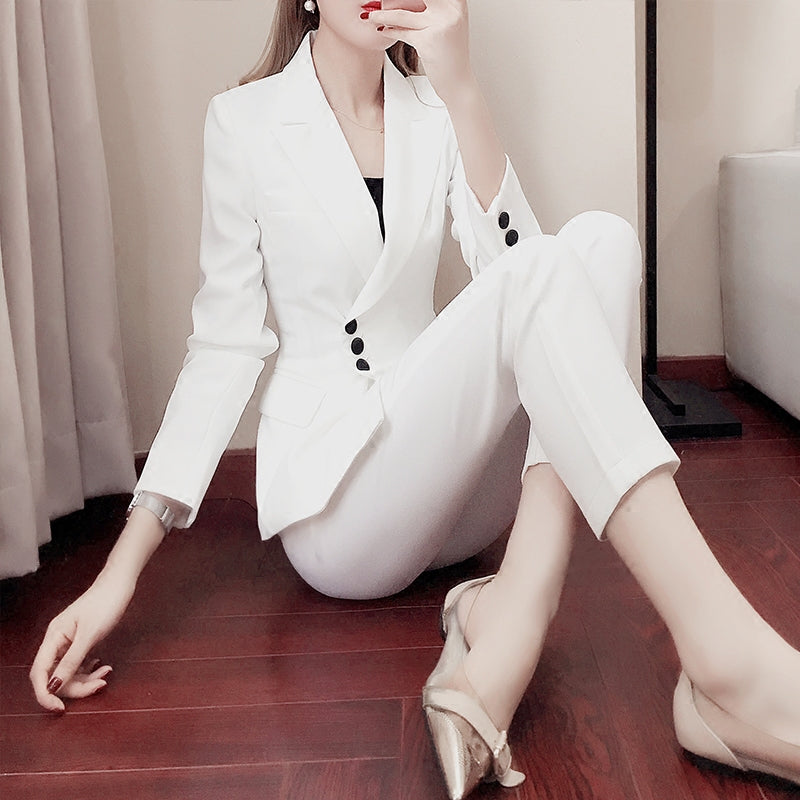 Official Occasion white Slim Jacket & Pants Suits Women - ROMART GLOBAL LTD