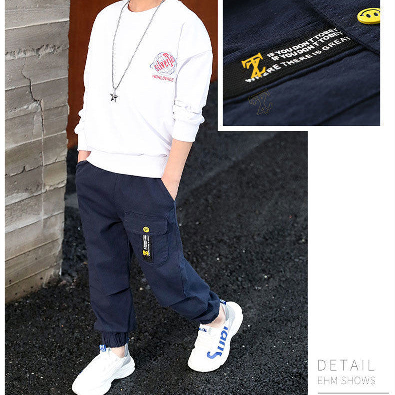 Casual Loose Spring And Autumn Decorated Pants Boys - ROMART GLOBAL LTD