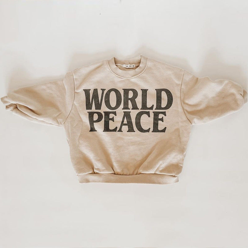 Kids Autumn New Pullover Casual World Peace Print Sweater Boys - ROMART GLOBAL LTD