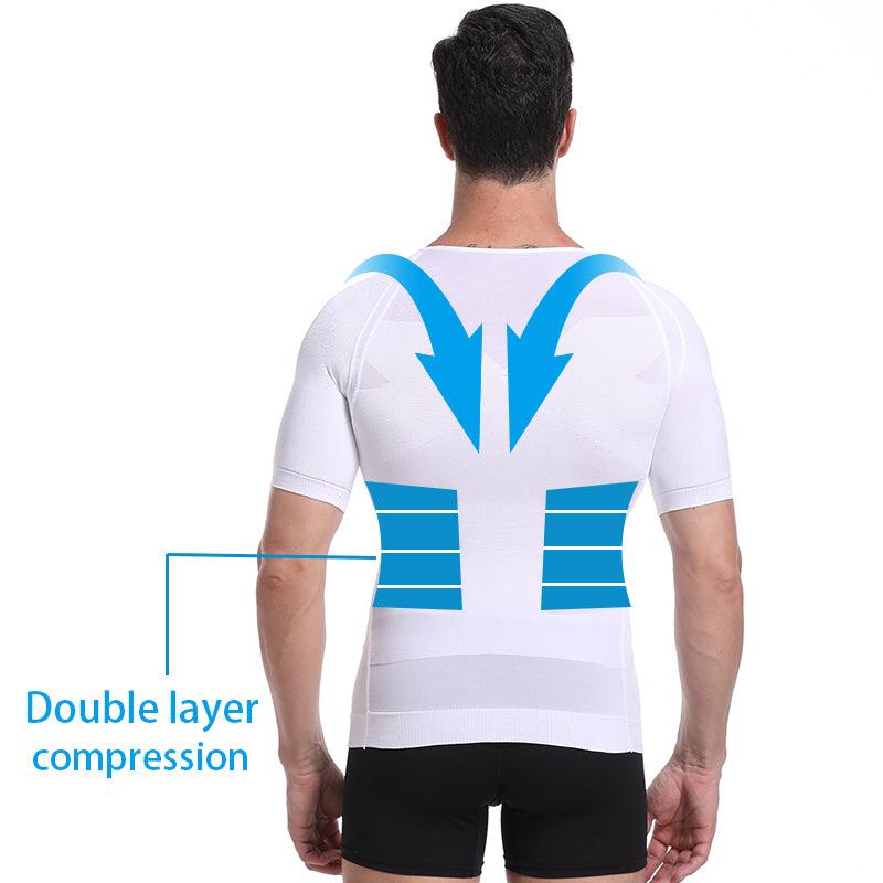 140D Men's Vest Shapewear Men Body Toning T-Shirt Slimming Body Shaper Corrective Posture Belly Control Compression Underwear Men - ROMART GLOBAL LTD
