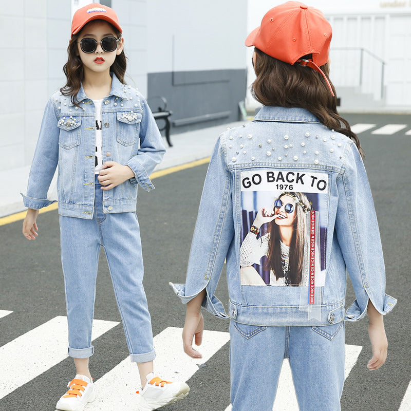 Casual Printed Denim Coat Girls - ROMART GLOBAL LTD