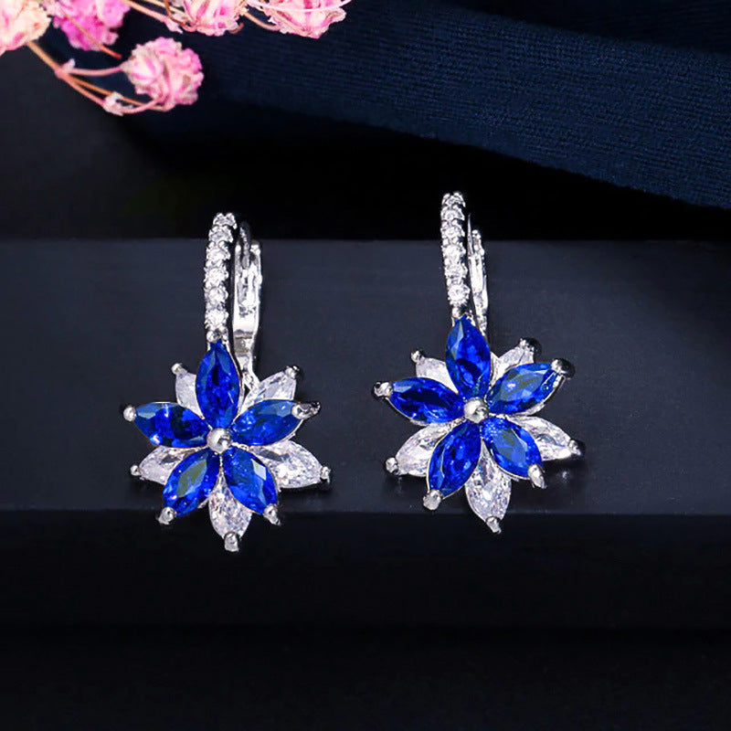Fashion Exquisite Flower Earrings Shiny Multicolour Creative Flower Ear Rings Jewelleries Women - ROMART GLOBAL LTD