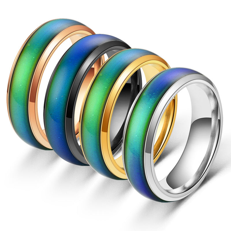 Colour Changing Rings Stainless Steel Ring Mood Emotion Feeling Temperature Rings Jewelleries Women - ROMART GLOBAL LTD