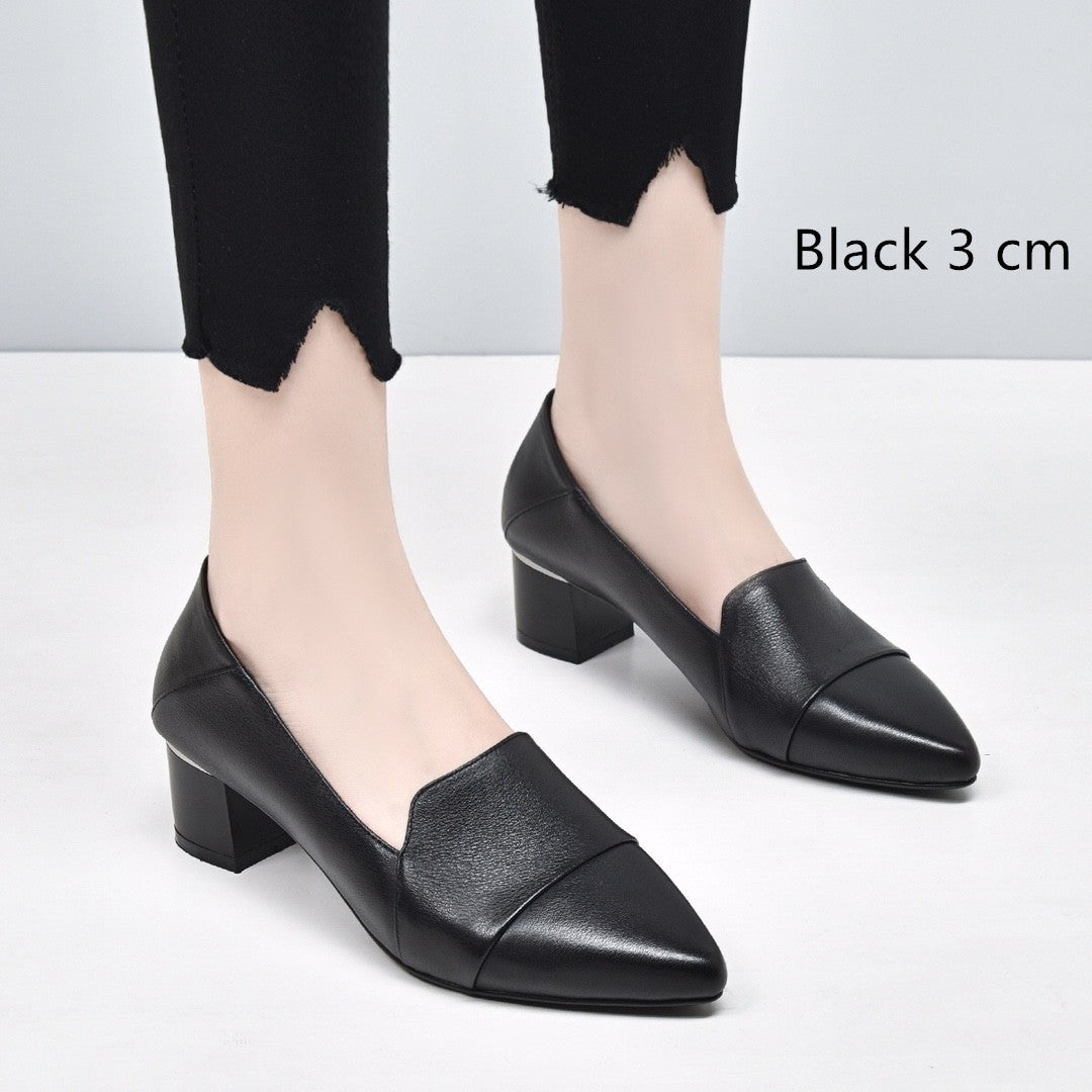 Women's Medium-heeled Shoes Genuine Leather