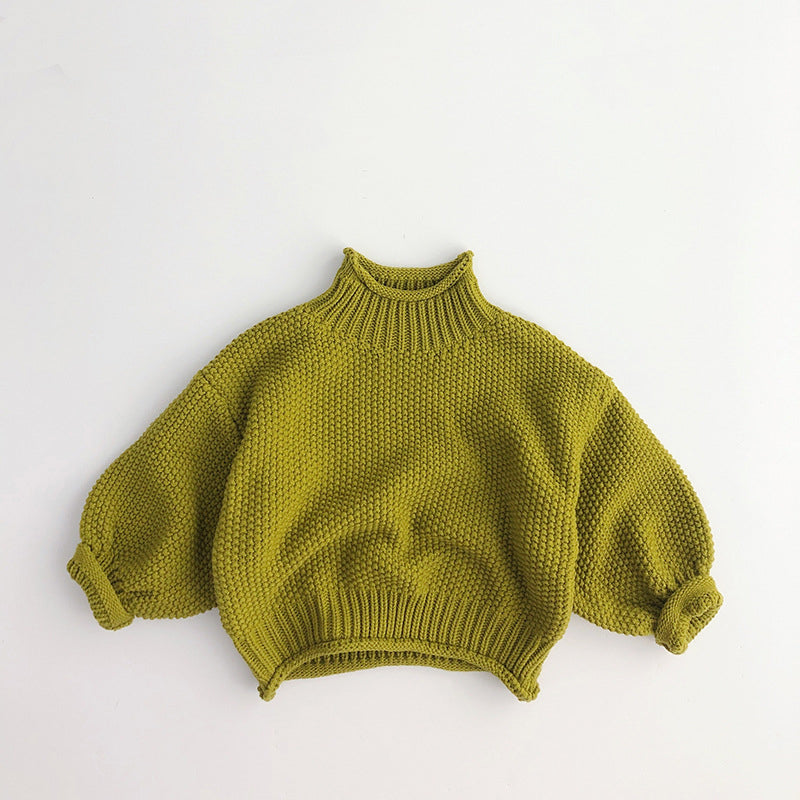 Kids Autumn Winter Retro Turtleneck Pullover Knitwear Girls - ROMART GLOBAL LTD