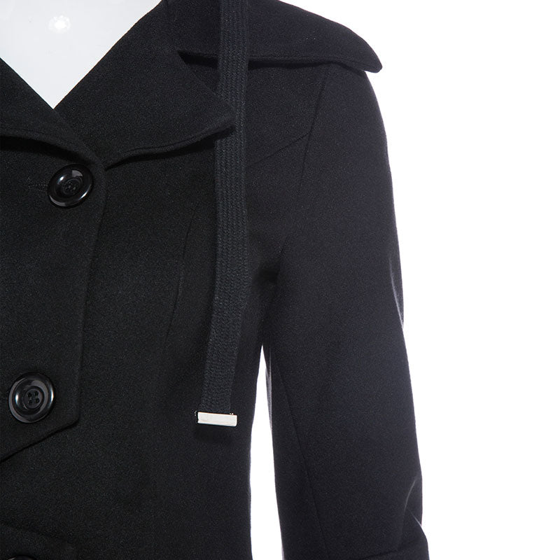 Asymmetric Standing Collar Long Sleeve Black Coat Women - ROMART GLOBAL LTD