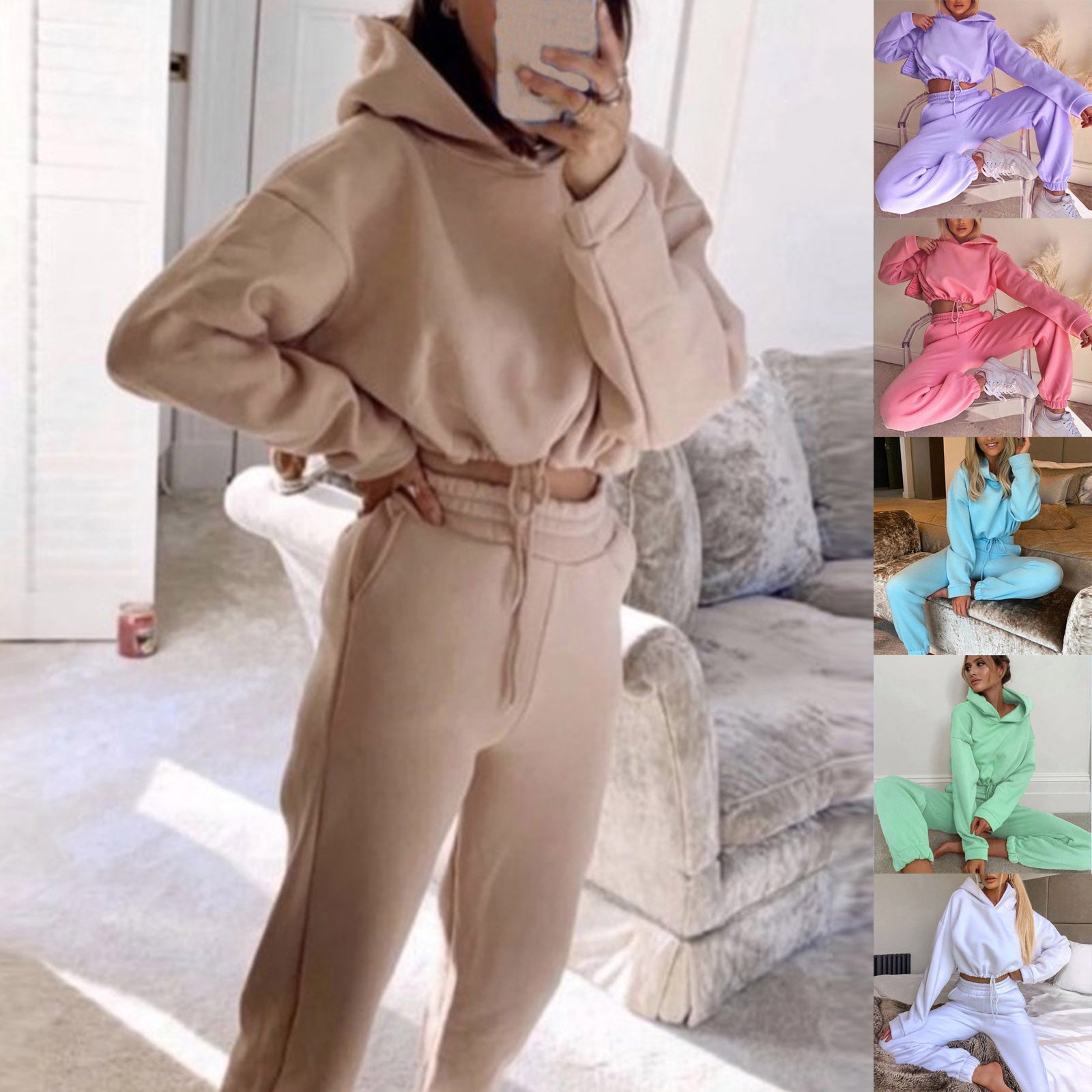 2 Piece Sexy Long Sleeve Hooded Sportswear Girls - ROMART GLOBAL LTD