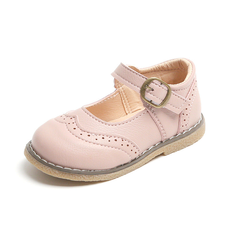 Girls' Casual Solid Colour Leather Shoes