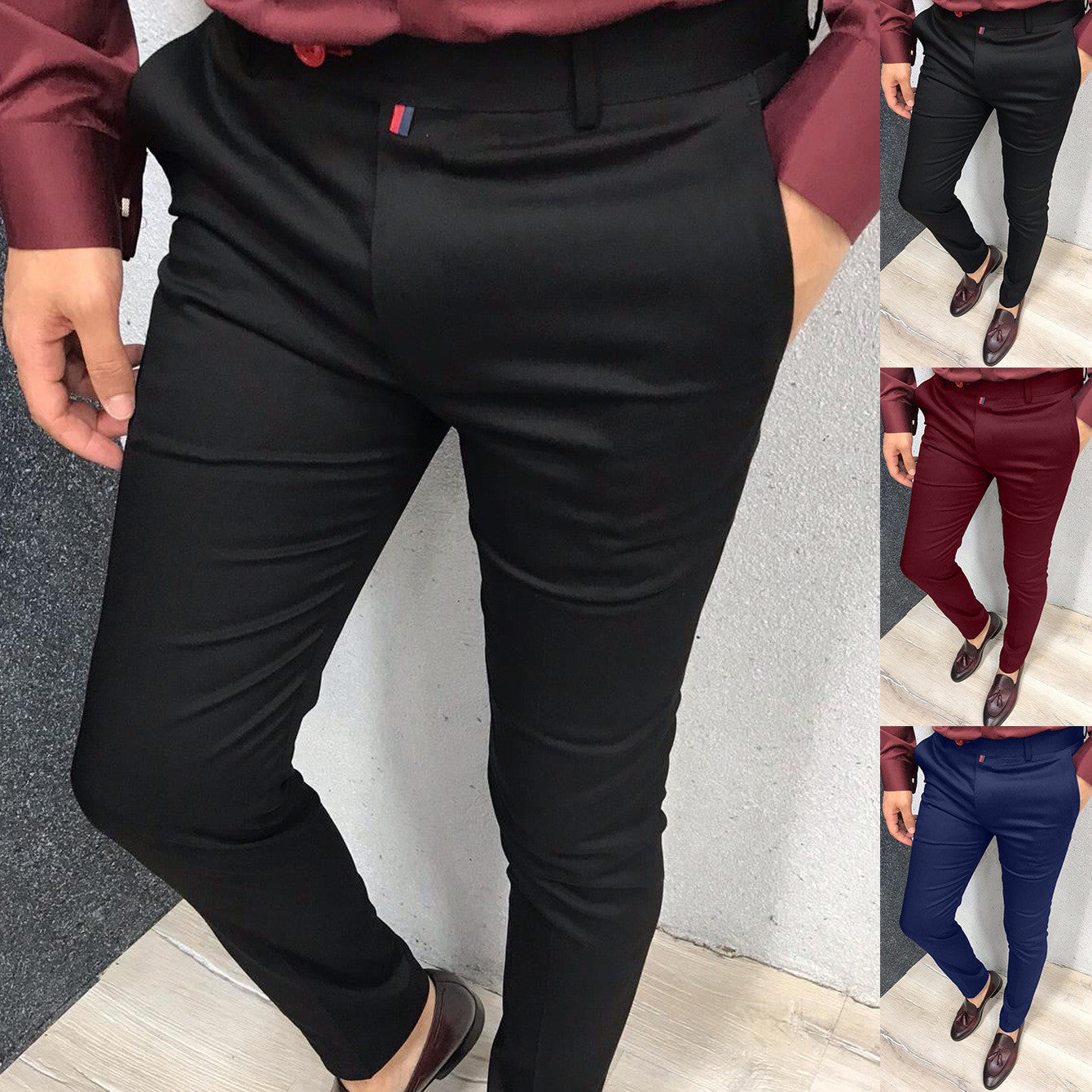 Solid Colour Casual Tapered Formal Pants Men - ROMART GLOBAL LTD