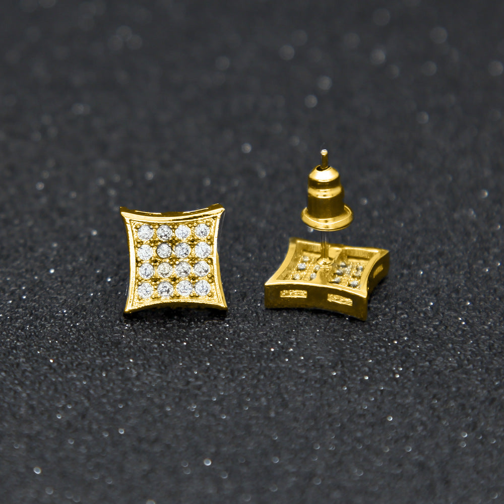 Rock Micro Zircon-encrusted Stud Earrings Fashion Copper Material Jewelleries Women - ROMART GLOBAL LTD