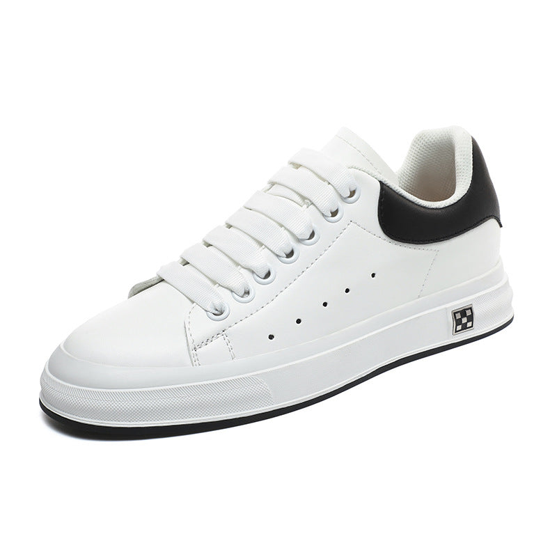 Trendy Men White Leather Soft Bottom Casual Shoes