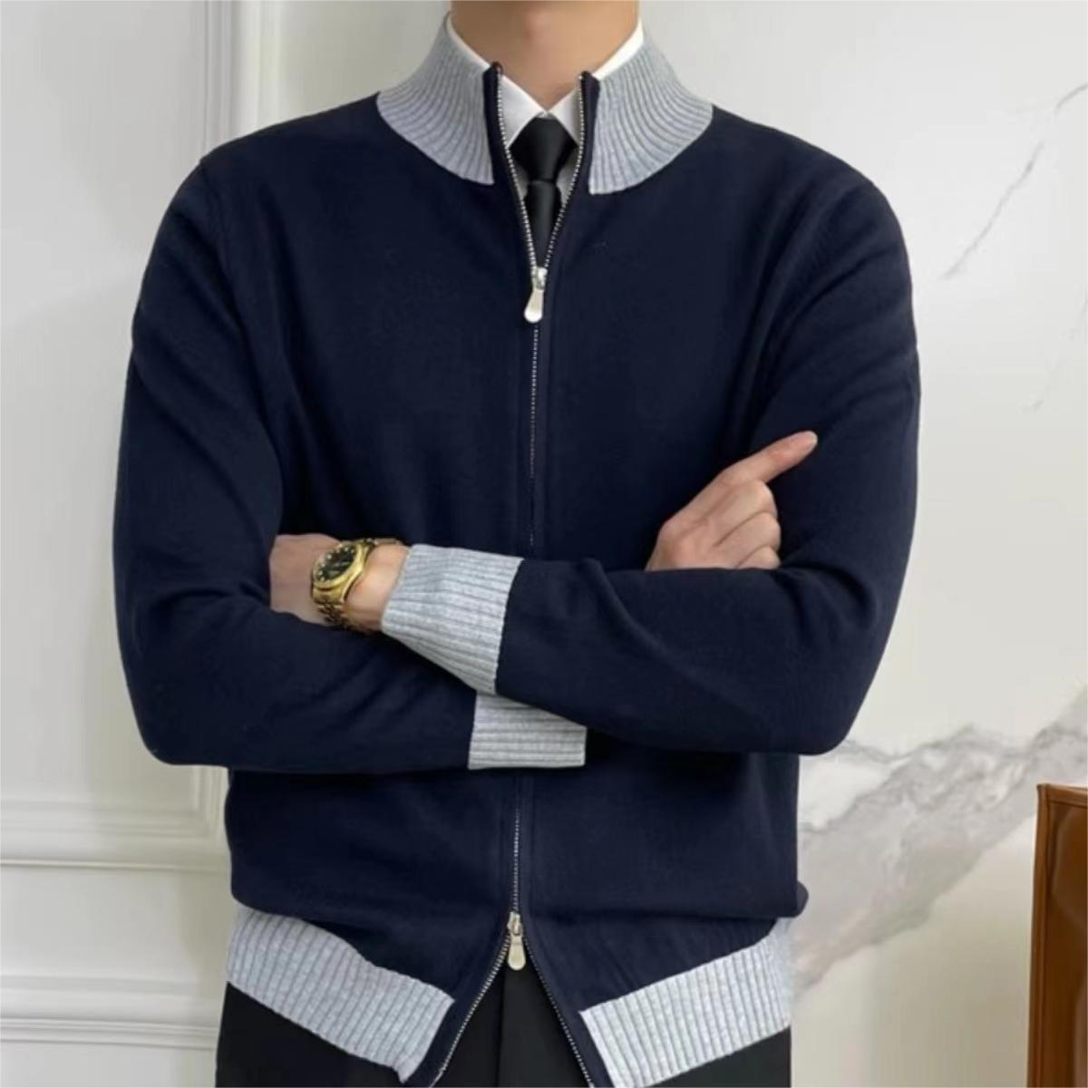 Long Sleeve Front Zipper Trendy Brand Knitwear Men - ROMART GLOBAL LTD