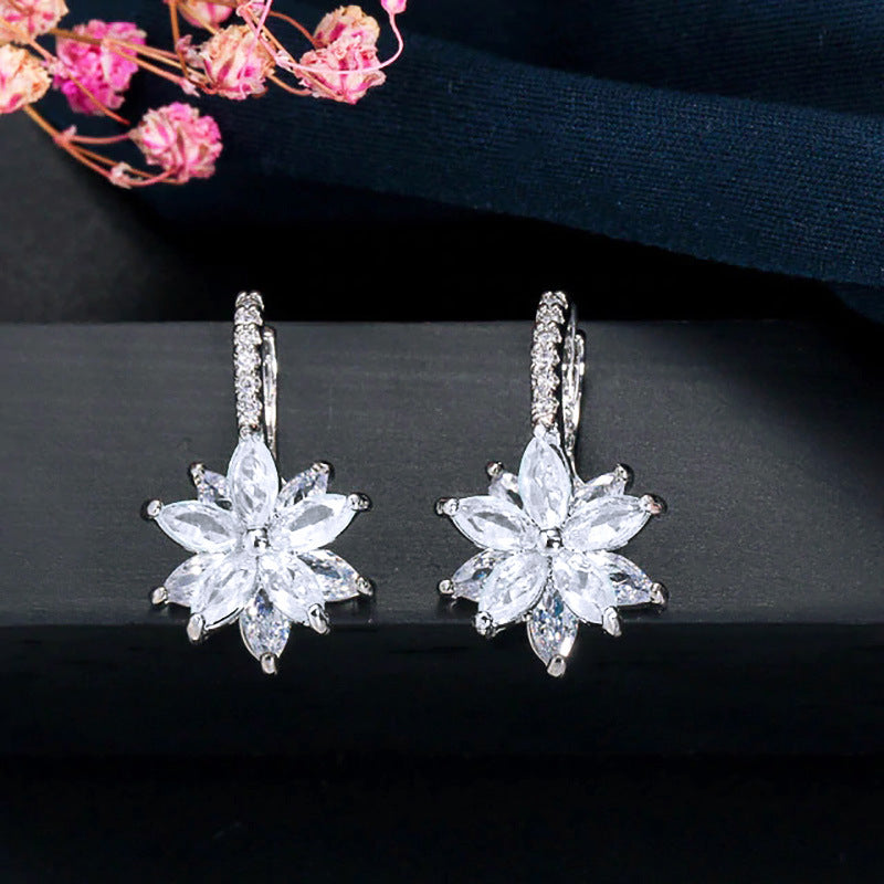 Fashion Exquisite Flower Earrings Shiny Multicolour Creative Flower Ear Rings Jewelleries Women - ROMART GLOBAL LTD