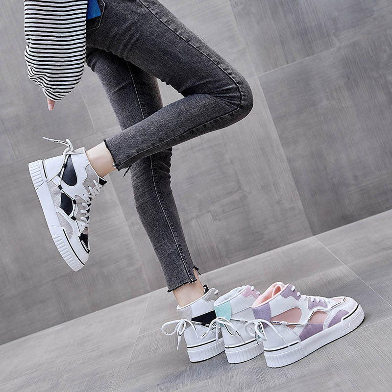 High Top White Flat Running Shoes For Women - ROMART GLOBAL LTD