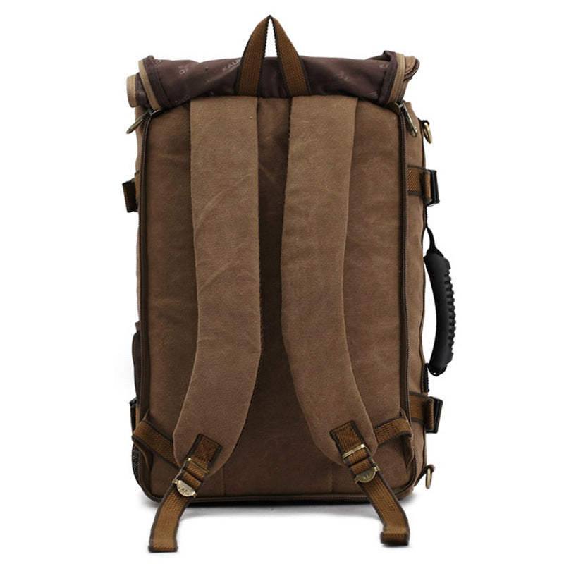 Men Canvas Backpack Huge Travel School Shoulder Computer Backpack Functional Versatile Bags Multifunctional Laptop Bag - ROMART GLOBAL LTD