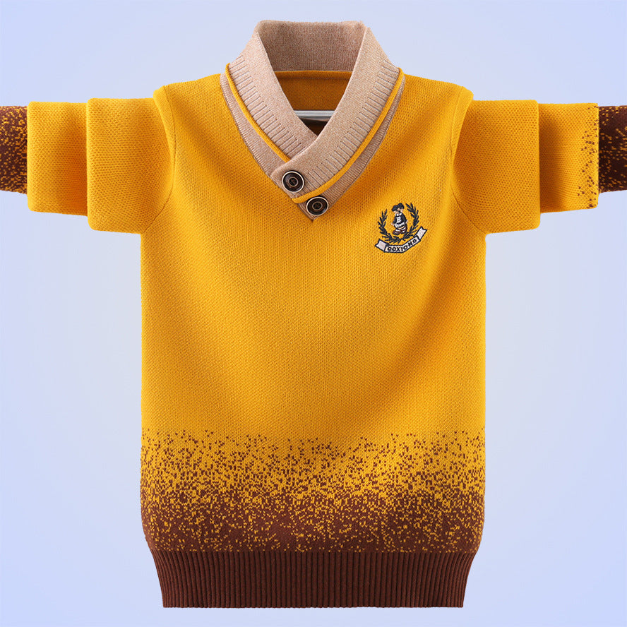 Kids Sweater Pullover Cotton Fold Collar Knitwear Boys - ROMART GLOBAL LTD