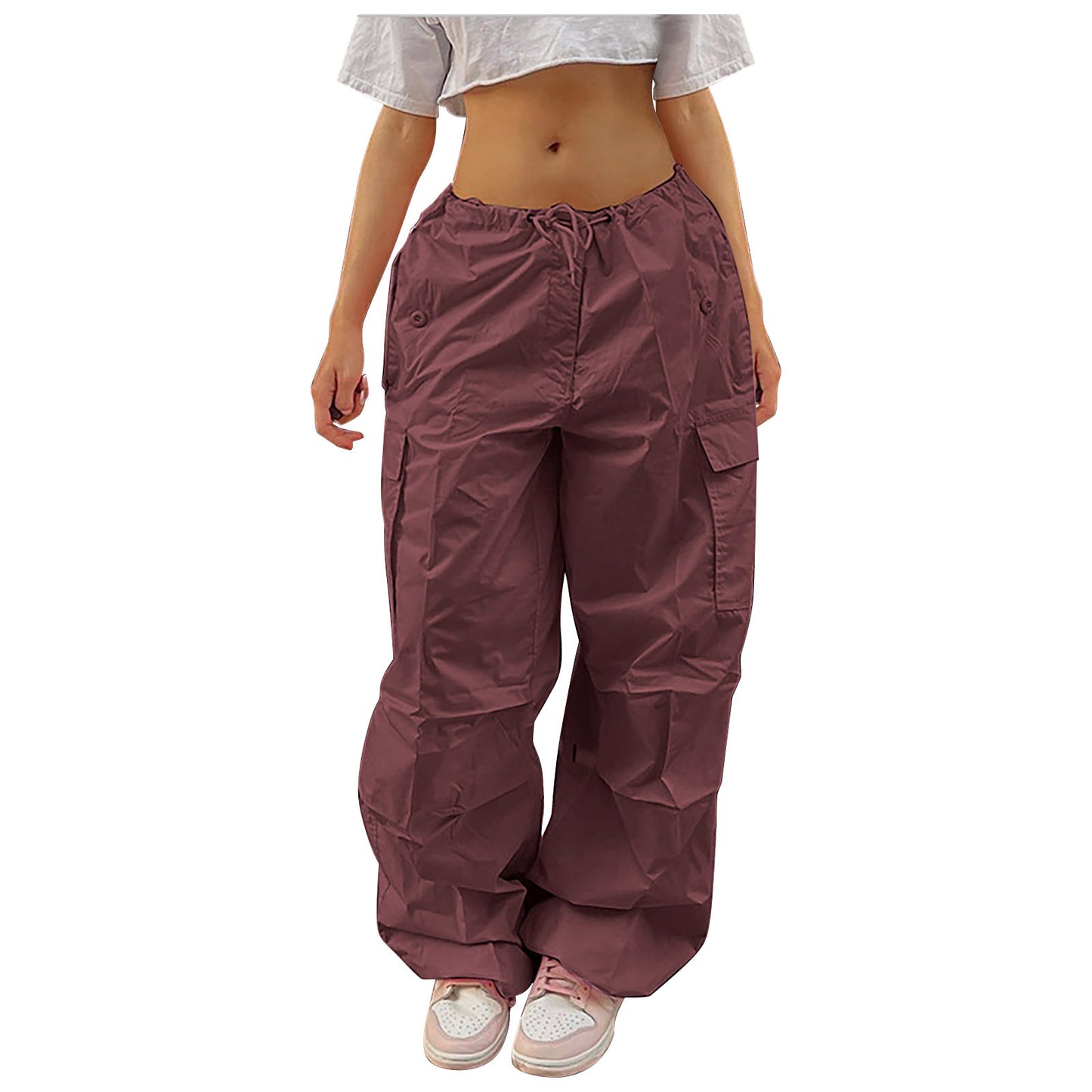 Solid Colours Drawstring Casual Cargo Pants Suit Girls - ROMART GLOBAL LTD