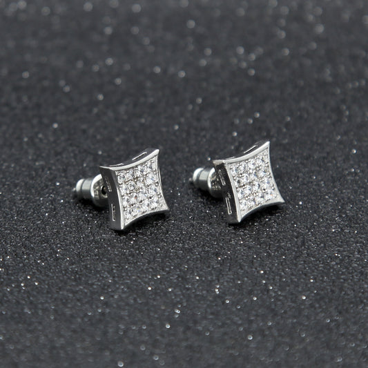 Rock Micro Zircon-encrusted Stud Earrings Fashion Copper Material Jewelleries Women - ROMART GLOBAL LTD