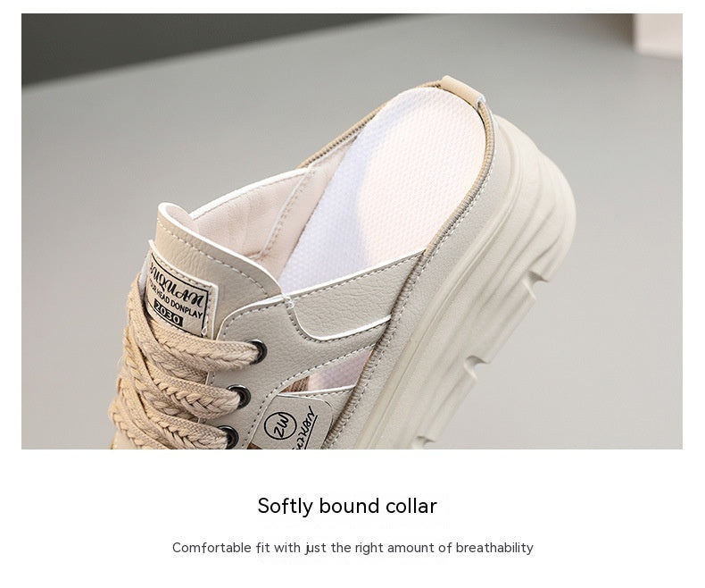 Summer Hollow-out Platform Plus Size Height Increasing Insole Woven Casual Shoes