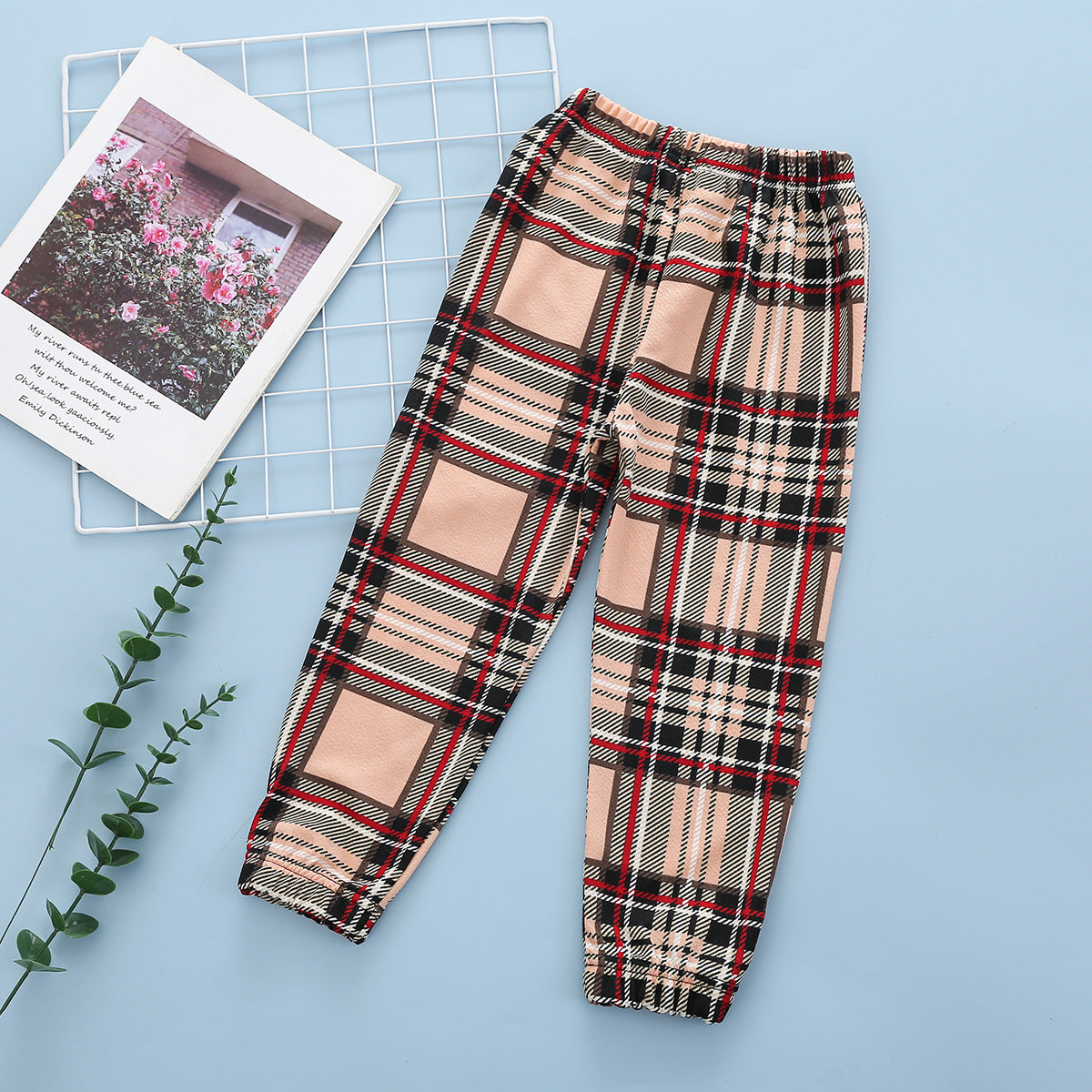 Fashion Casual Plaid Print Trousers Girls