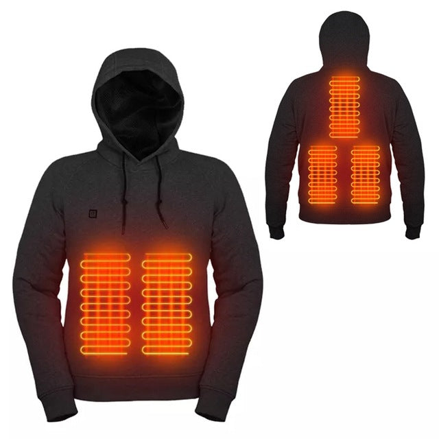 New Outdoor Electric USB Heating Sweaters Hoodies Men Winter Warm Heated Clothes Charging Heat Jacket Sportswear - ROMART GLOBAL LTD