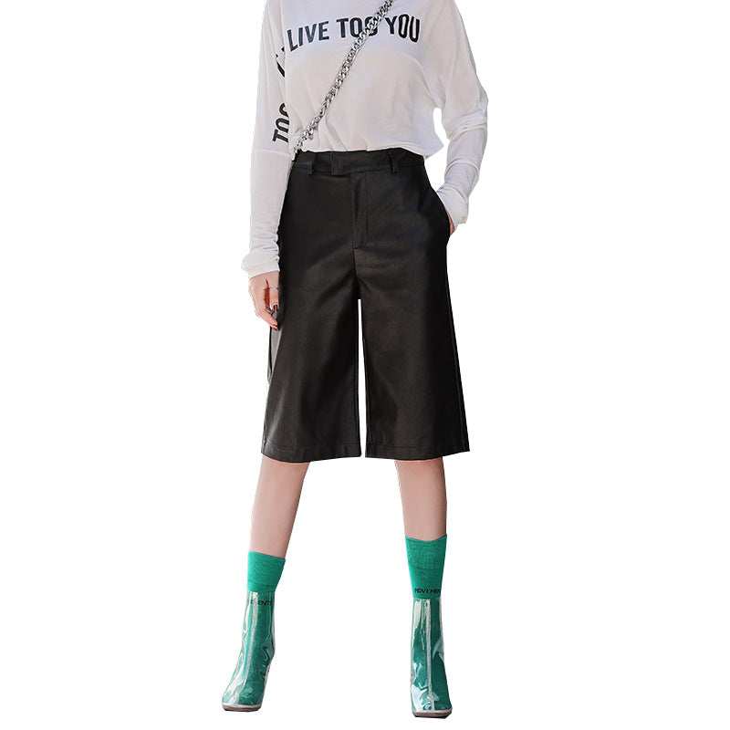 Five-point Leather Fashion Korean Style Pants Women - ROMART GLOBAL LTD