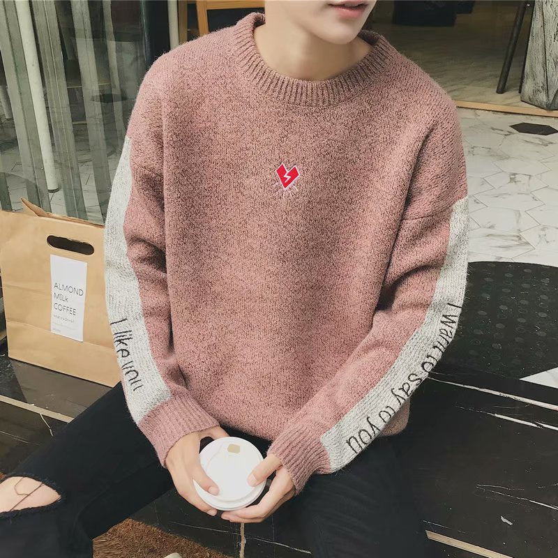Kids Embroidered Casual Sweater Long-sleeved Colour-Block Sweater Boys - ROMART GLOBAL LTD
