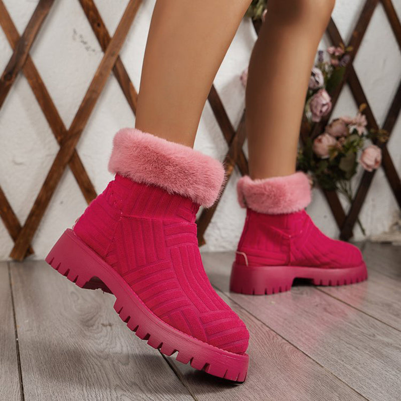 Winter Ankle Boots Fashoin Thick-soled Thickened Snow Boots For Women Plush Shoes - ROMART GLOBAL LTD
