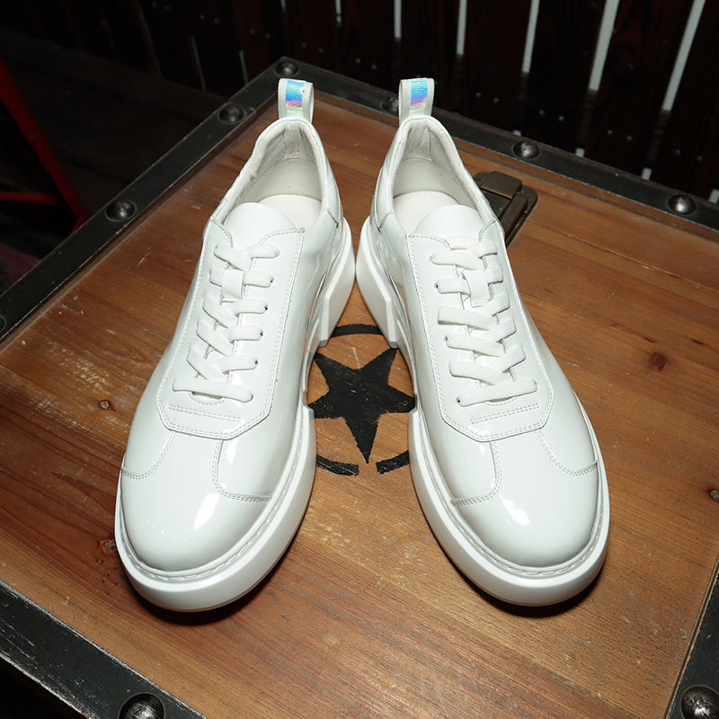 Leather Flat Sole Platform Versatile Lace Up Men's Shoes