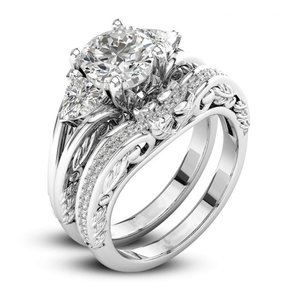 Inlaid Zircon Couple Rings Jewelleries Women - ROMART GLOBAL LTD